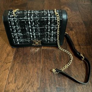 Badgley Mischka Vegan Leather  Black &White Crossbody, Gold Hardware NWT